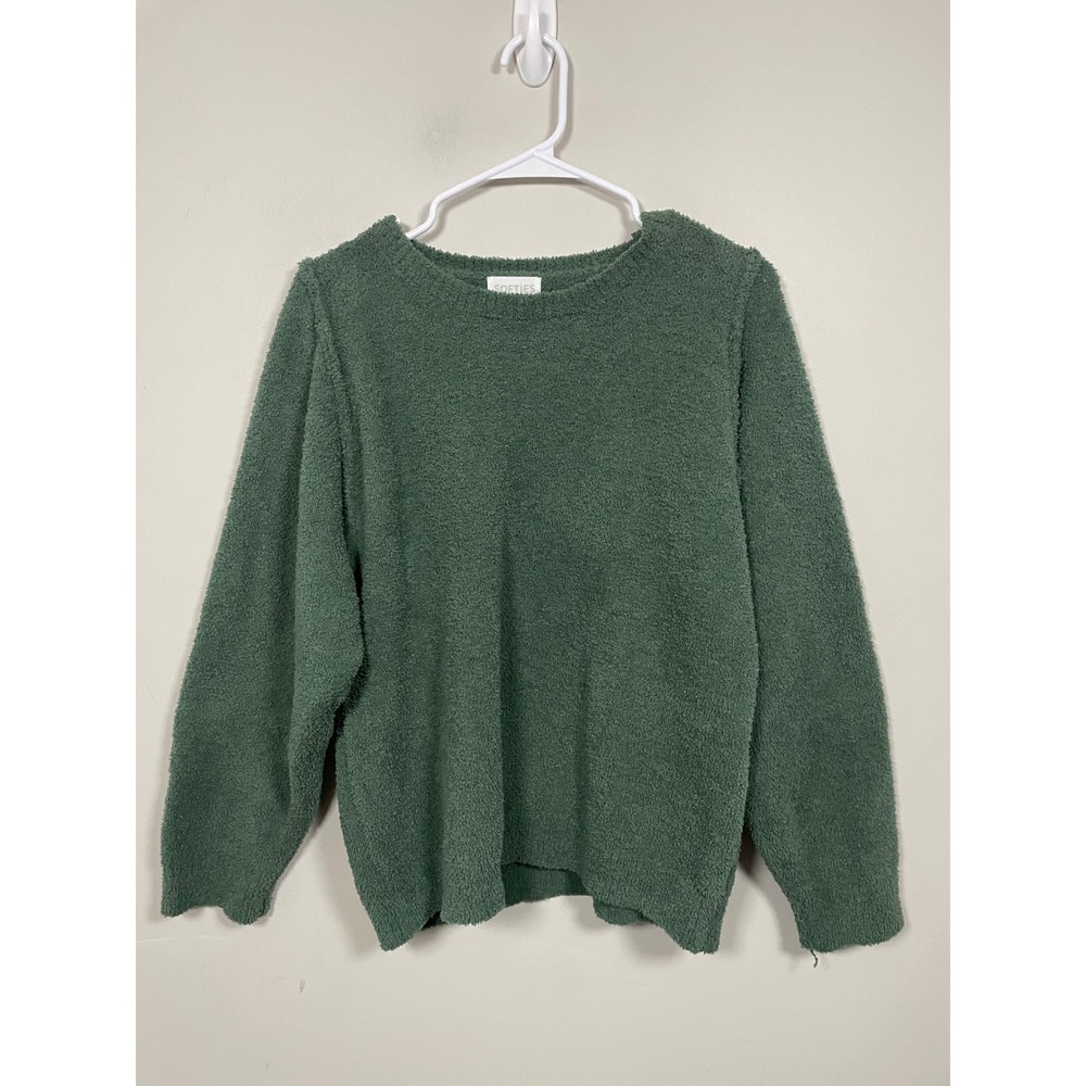 Softies Solid‎ Marshmallow Reverse Seam Crew Neck Top In Dusty Green Size Medium